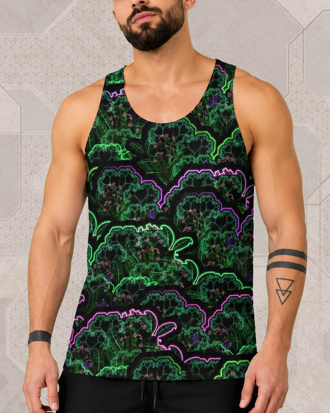 Biosynthebliss | Trippy UV/RGB Reactive Men's All-Over Festival Tank Top