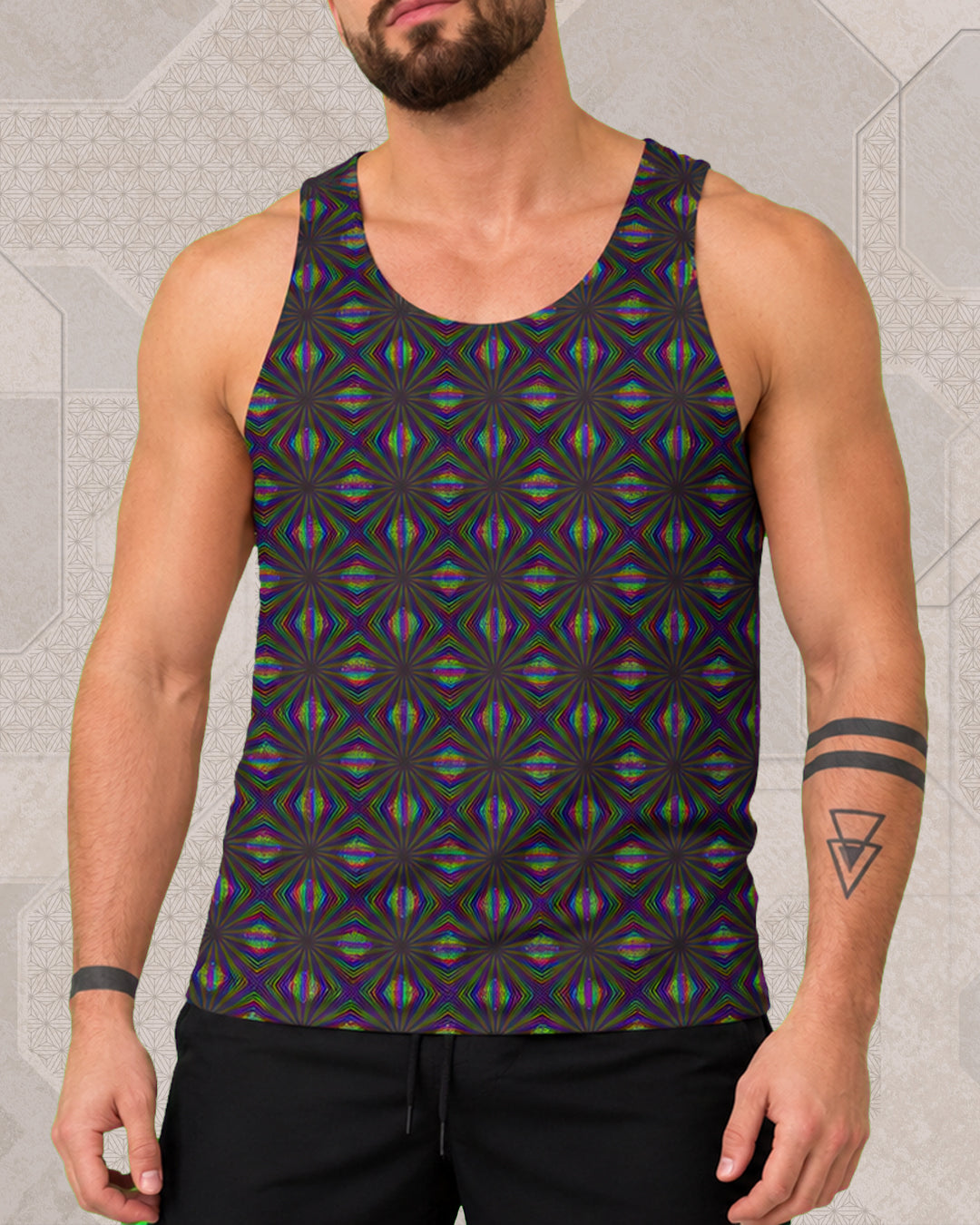 Fractalization | Trippy UV/RGB Reactive Men's All-Over Festival Tank Top