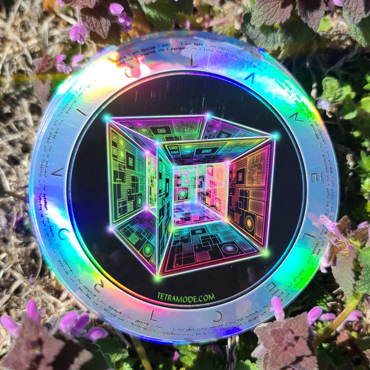 Psychedelic Stickers (Holographic, 4in) | I AM ELECTRONIC (Tesseract)