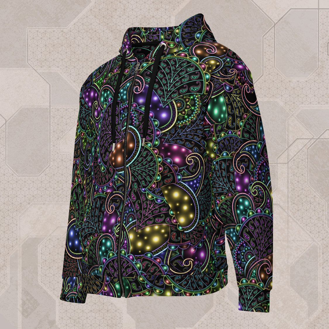 colorful_style୨୧⋆* Neopaisley Psychedelic Streetwear All-Over Print Zip Hoodie