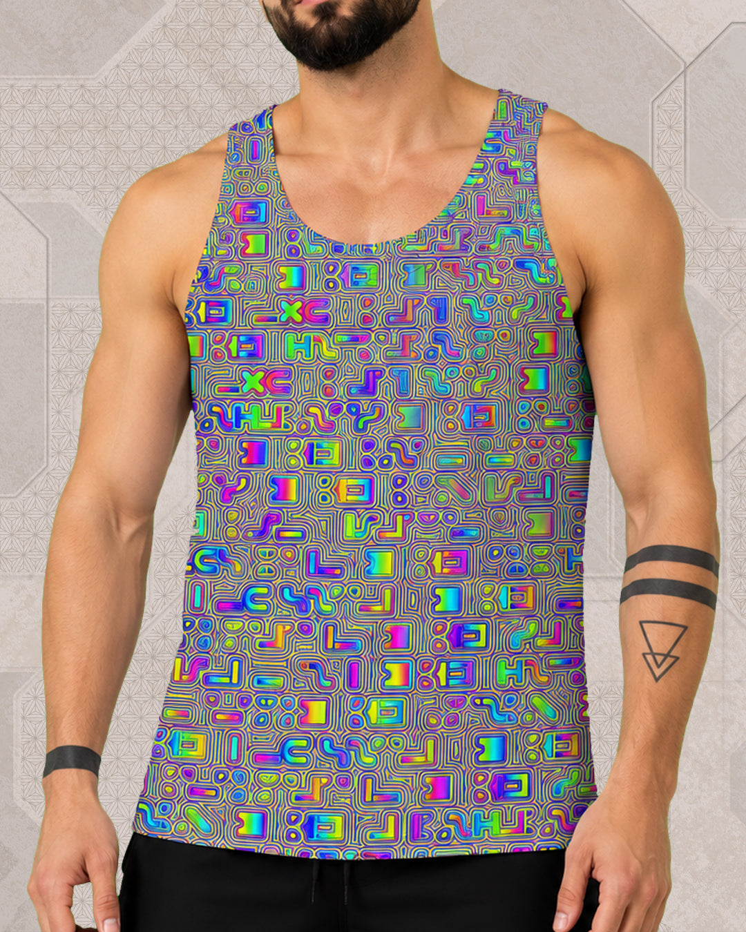 Psyliscious | Trippy UV/RGB Reactive Men's All-Over Festival Tank Top
