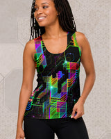 Question Everything | Trippy UV/RGB Reactive Women's All-Over Festival Tank Top