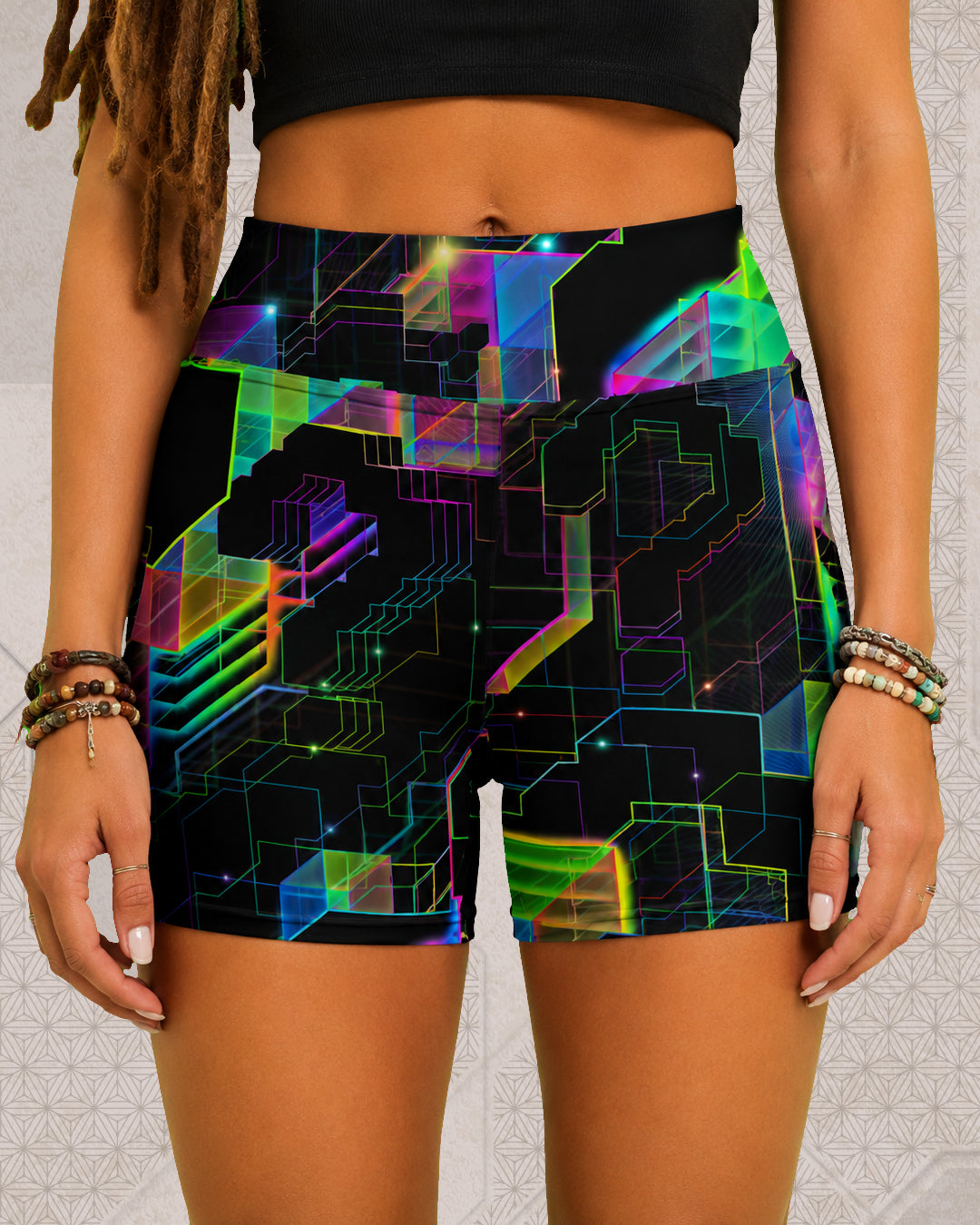 Question Everything | Trippy UV/RGB Reactive Women's All-Over Festival Shorts