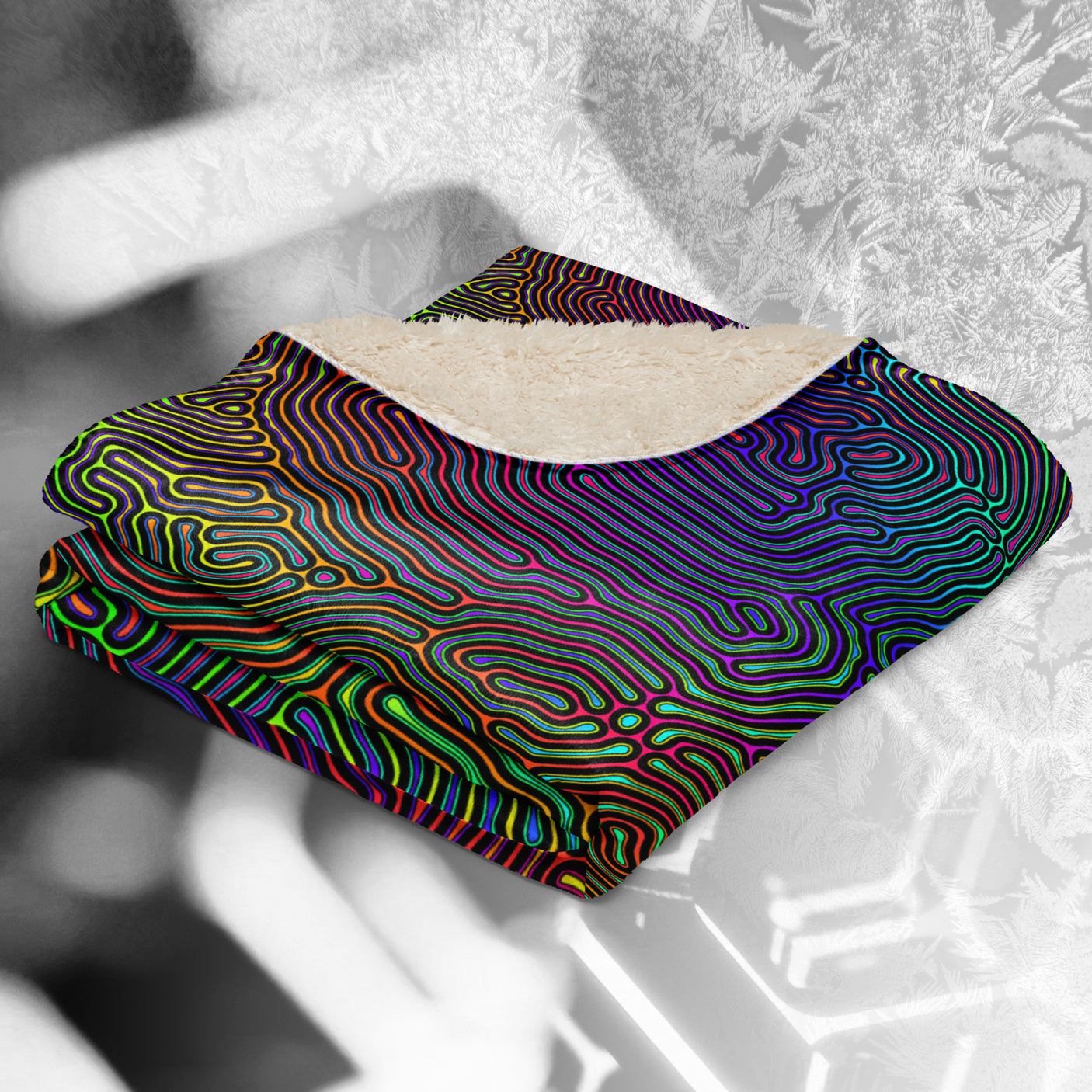 ❄️NEW! BIOLOGIC Psychedelic Sherpa Blanket • Design by Samuel Farrand