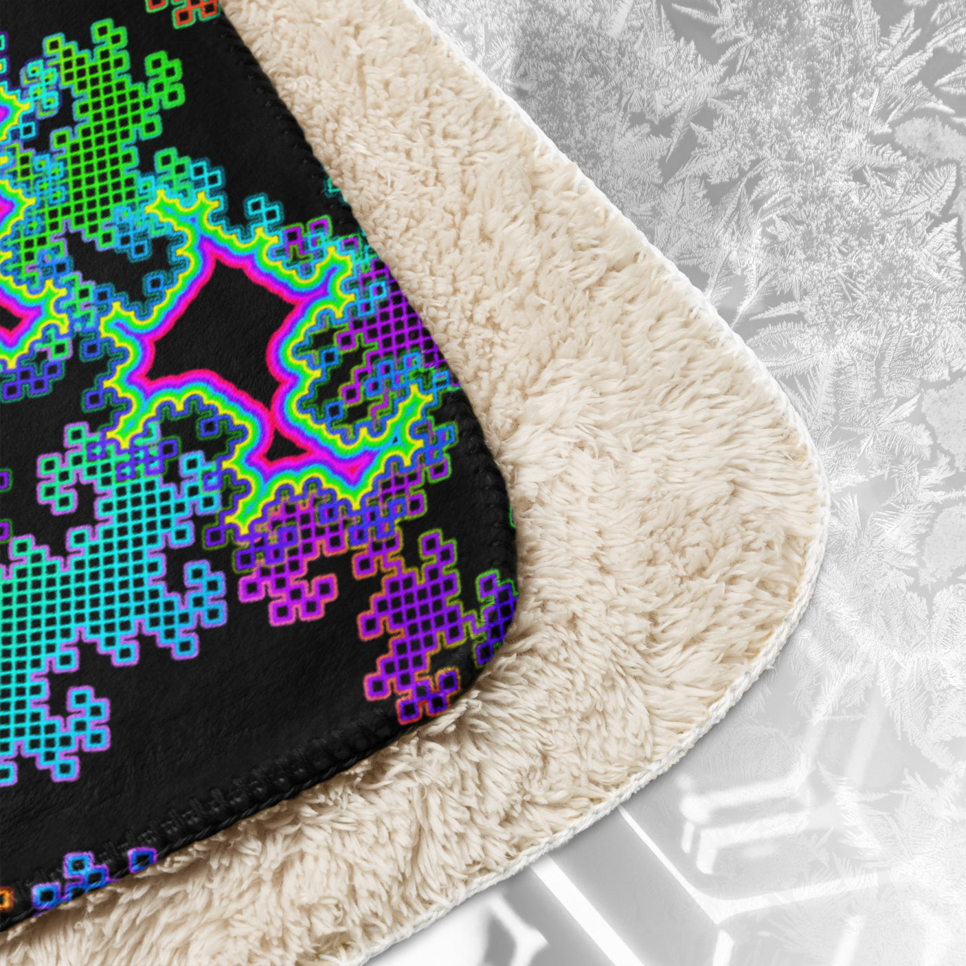 ❄️NEW! FRACTAL DREAM Psychedelic Sherpa Blanket • Design by Samuel Farrand